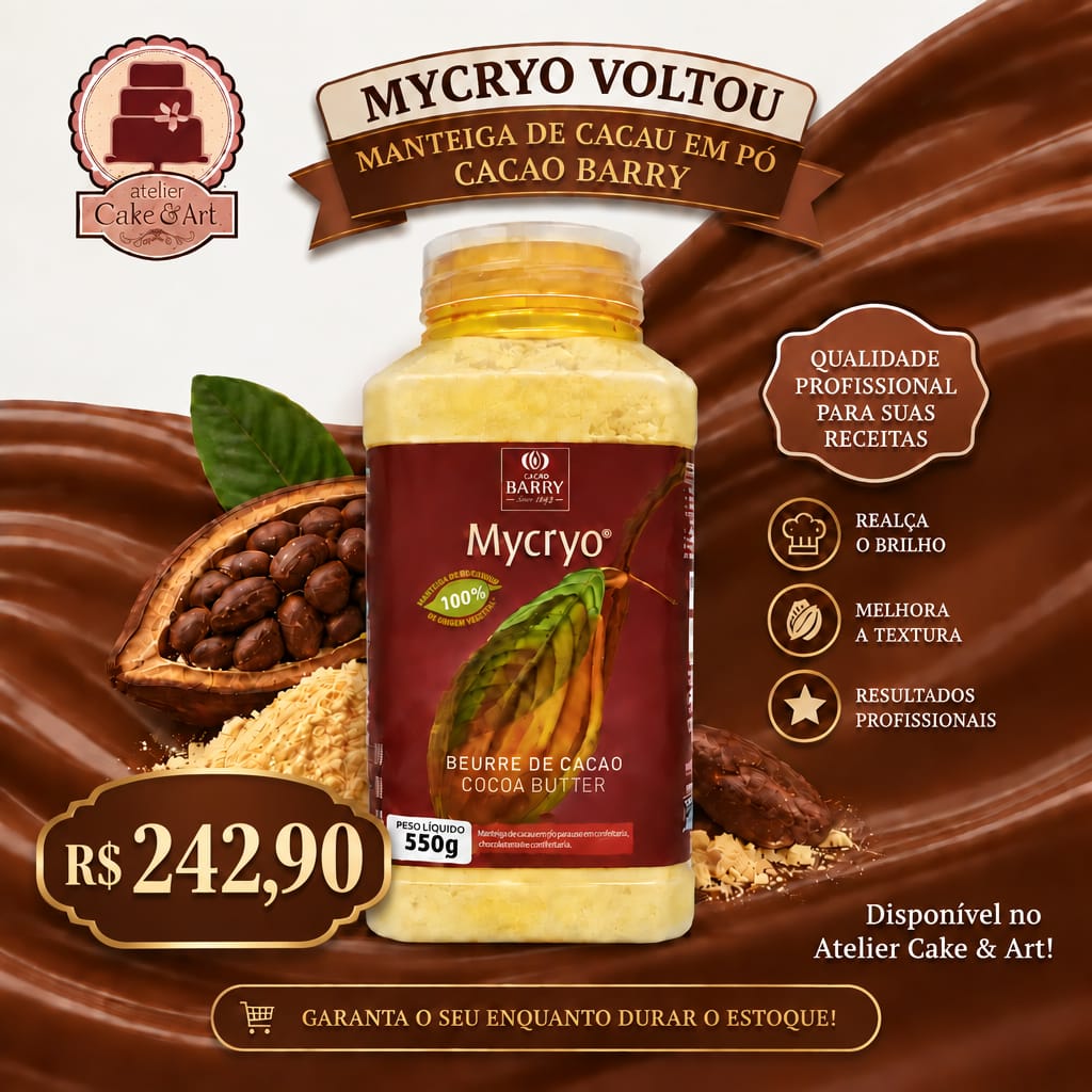 Mycryo Manteiga de Cacau em pó - Atelier Cake Art